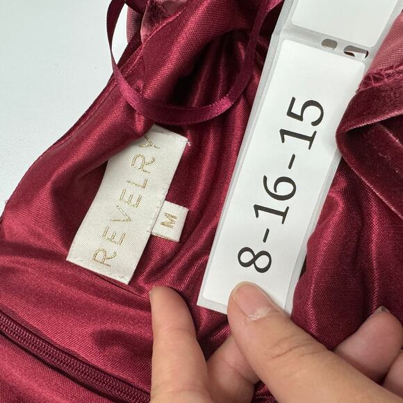 Revelry Dress Womens Medium Maroon Velvet Micah Convertible Bridesmaids Maxi - Picture 7 of 12